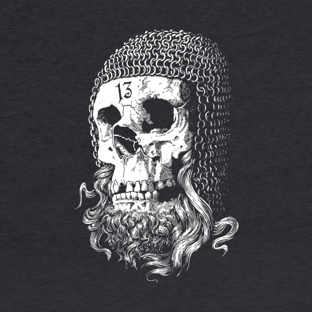 Templar Skull (white on background colour) by Artserge